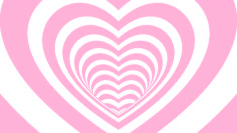 seamless looping pink and white heart tunnel animated background 4k