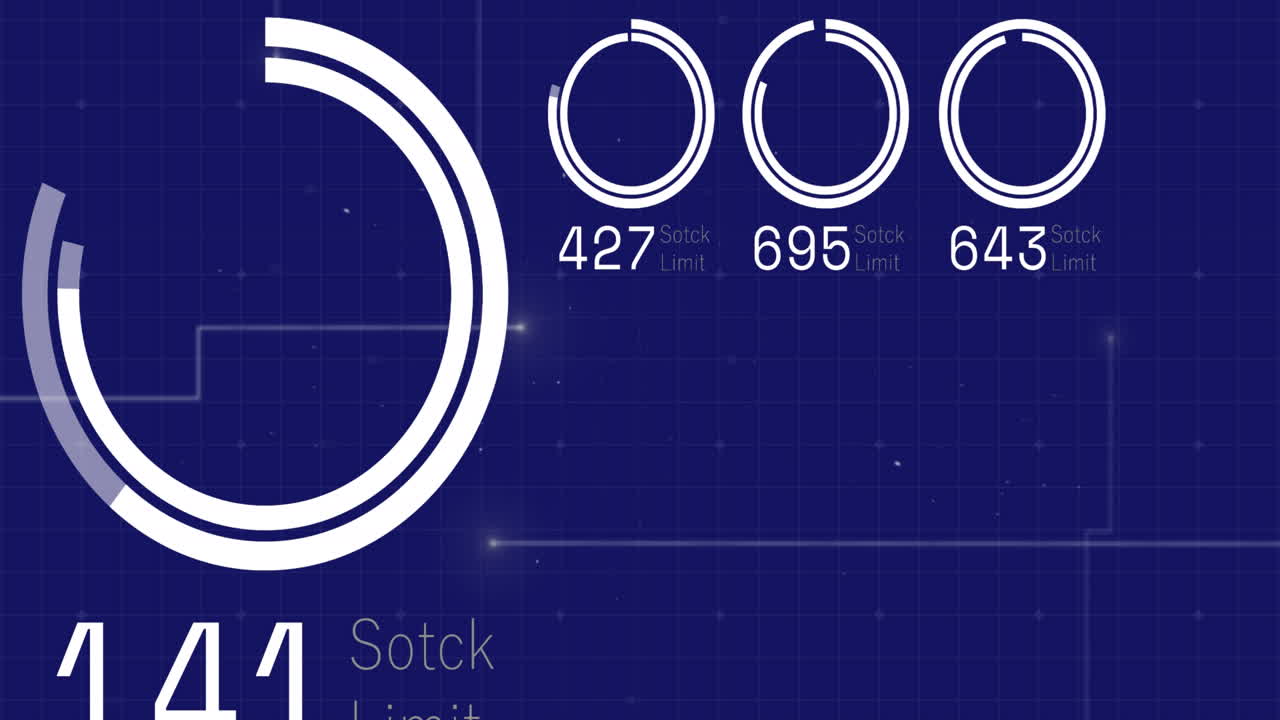 animación de la interfaz con procesamiento de datos contra rastros de luz en movimiento sobre fondo azul.
