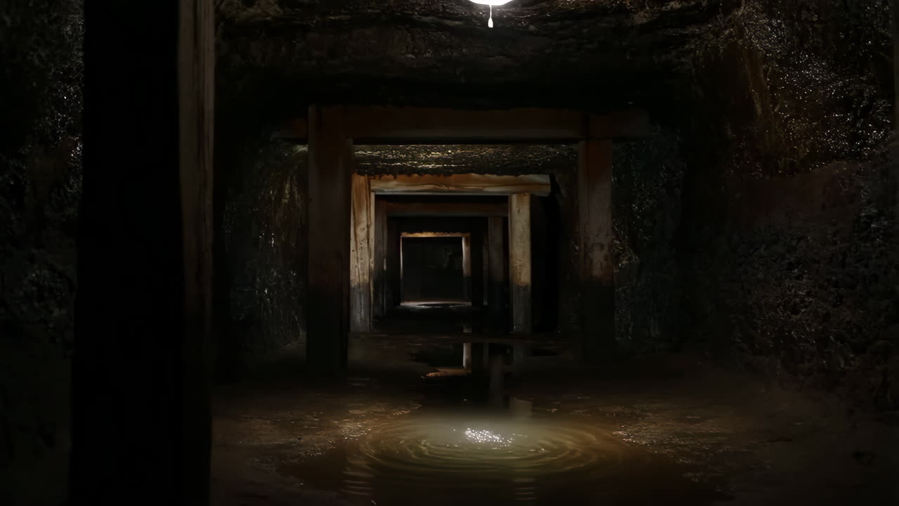 Dark, Damp Underground Tunnel