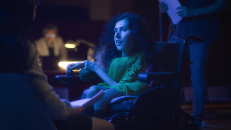 theater rehearsal with disabled person