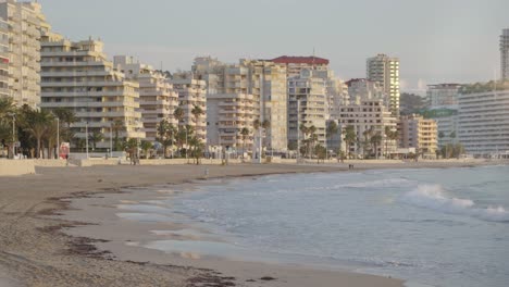 wave coming in at the seaside of calpe, spain