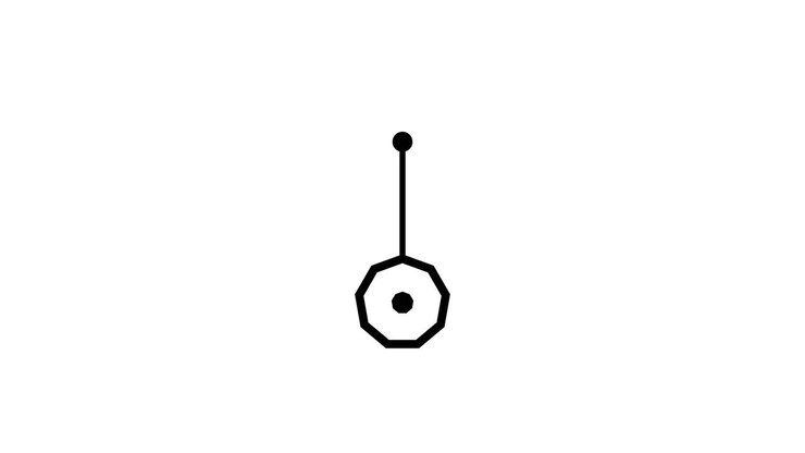 Abstract Geometric Pendulum Swinging on White Background
