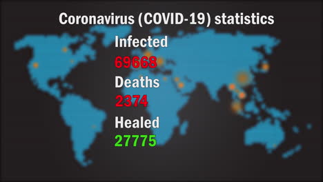 blurred digital map with corona virus statistics forecasting pandemic infection overlay