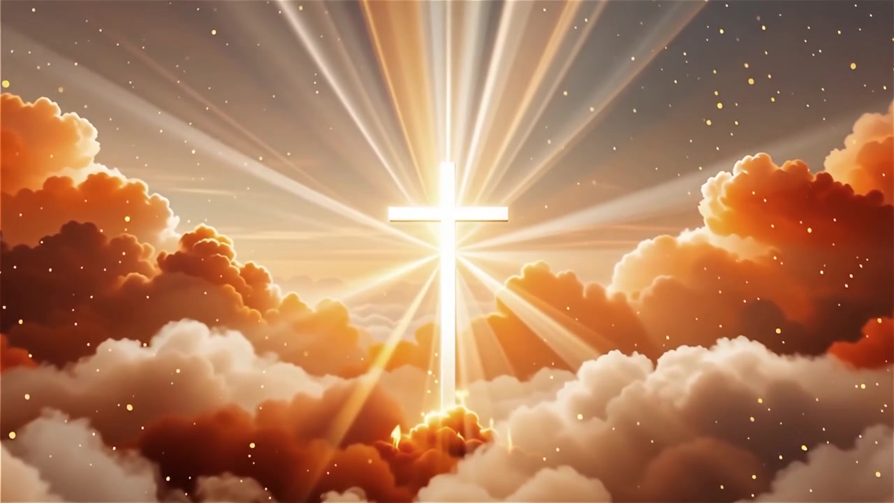 Christian Cross Heavenly Light Worship Background