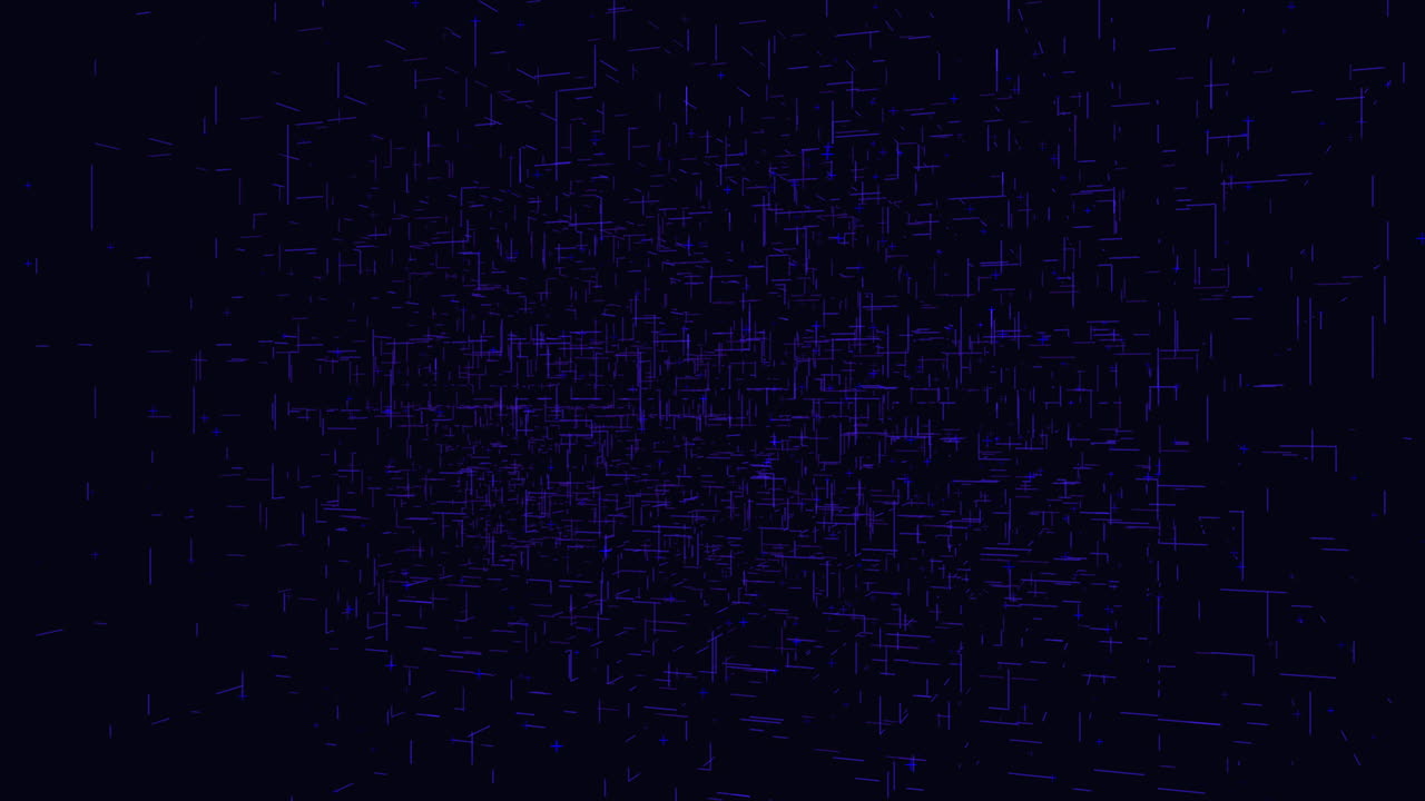 Futuristic footage of glowing blue lines and particles moving in dark space, creating an abstract data network background for technology, cybersecurity, and AI themes