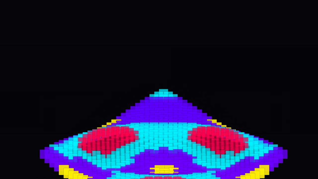 Animazione astratta 3D a onde voxel con colori vivaci