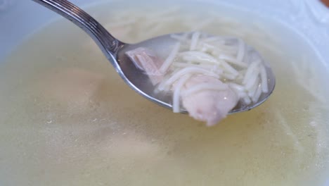 close-up of chicken soup