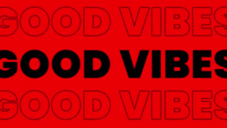 Animation-of-the-words-good-vibes-in-black-and-white,-on-alternating-white,-black,-red-and-blue