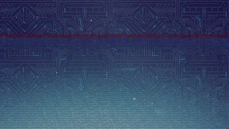 animación digital de las conexiones del microprocesador contra el procesamiento de datos en fondo azul