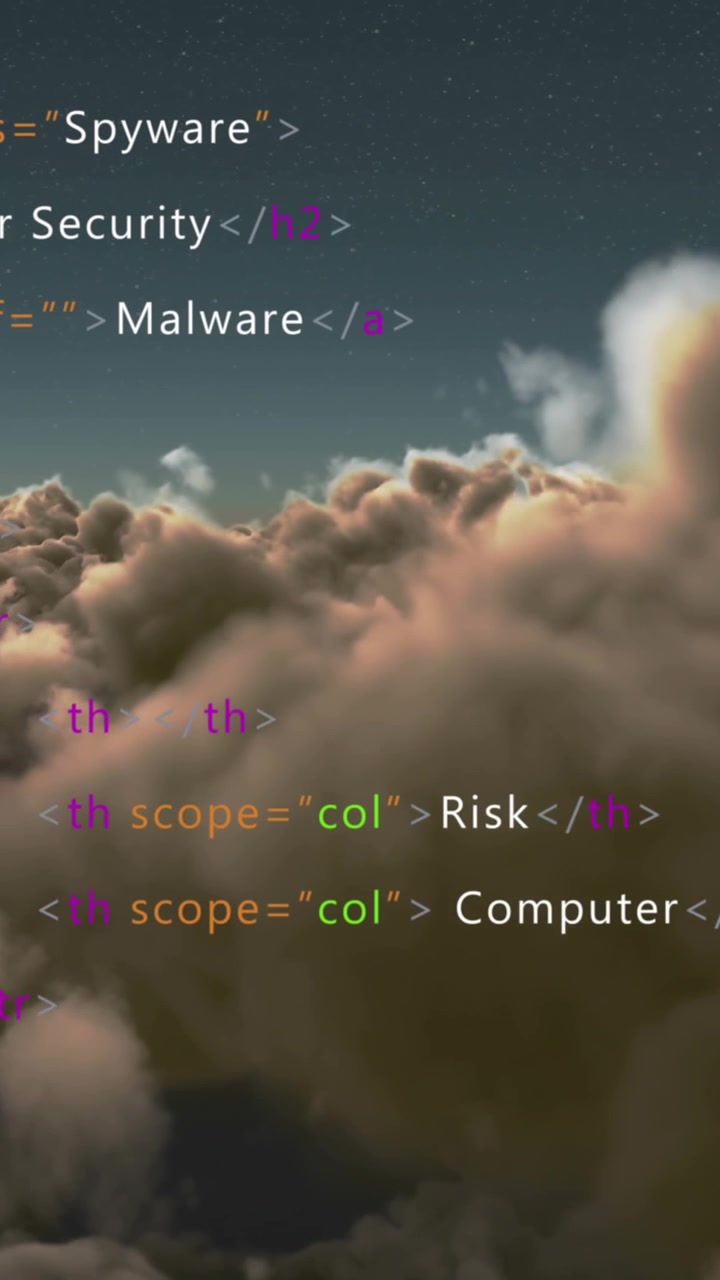 Animation of data processing over sky with clouds