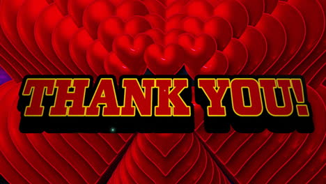 thank you! text animation over red hearts background