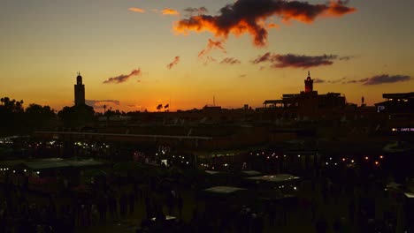 jemaa el fna square crowded at sunset, marrakesh