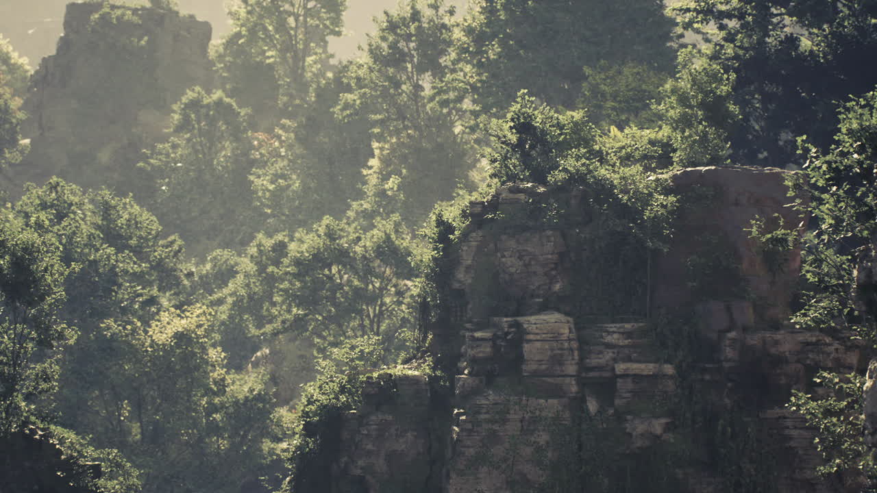 Lush green mountains overgrown with vegetation in cambodia serene landscape