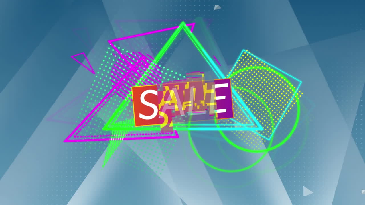 추상적인 배경 위에 판매 텍스트의 애니메이션