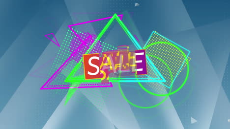animation of sale text over abstract background