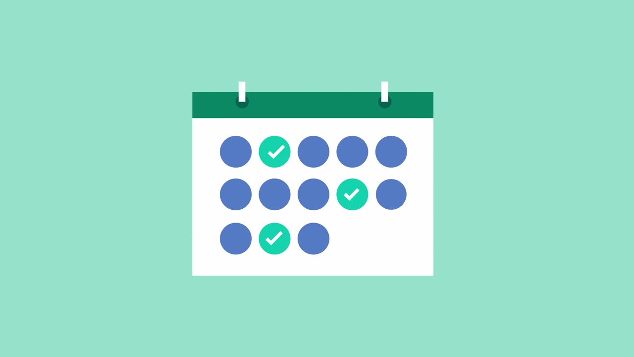 Animated Clock and Calendar Interface Showing Scheduling and Time Management