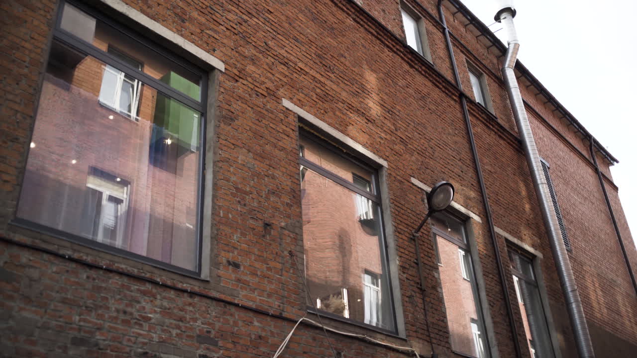 Old Brick Building Facade with Windows