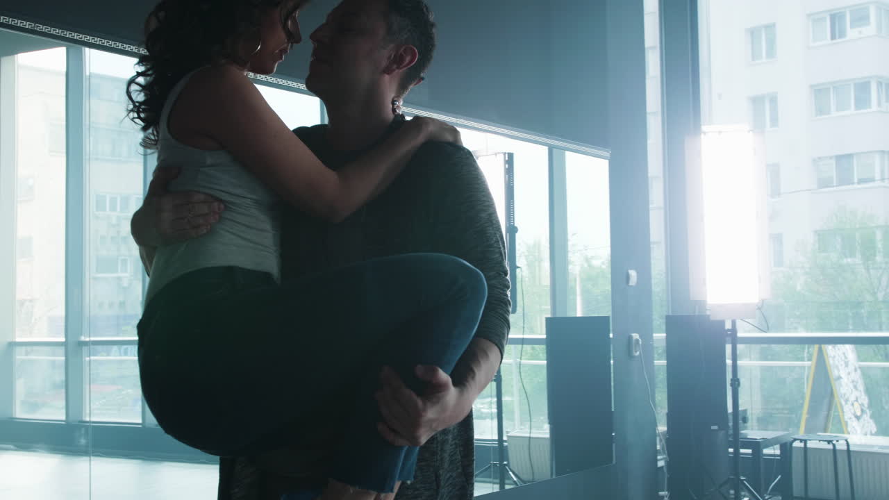 Man and Woman Dancing in Studio