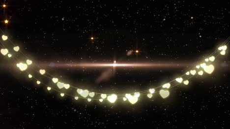 animación de cuerdas brillantes de luces de hadas y estrellas brillantes