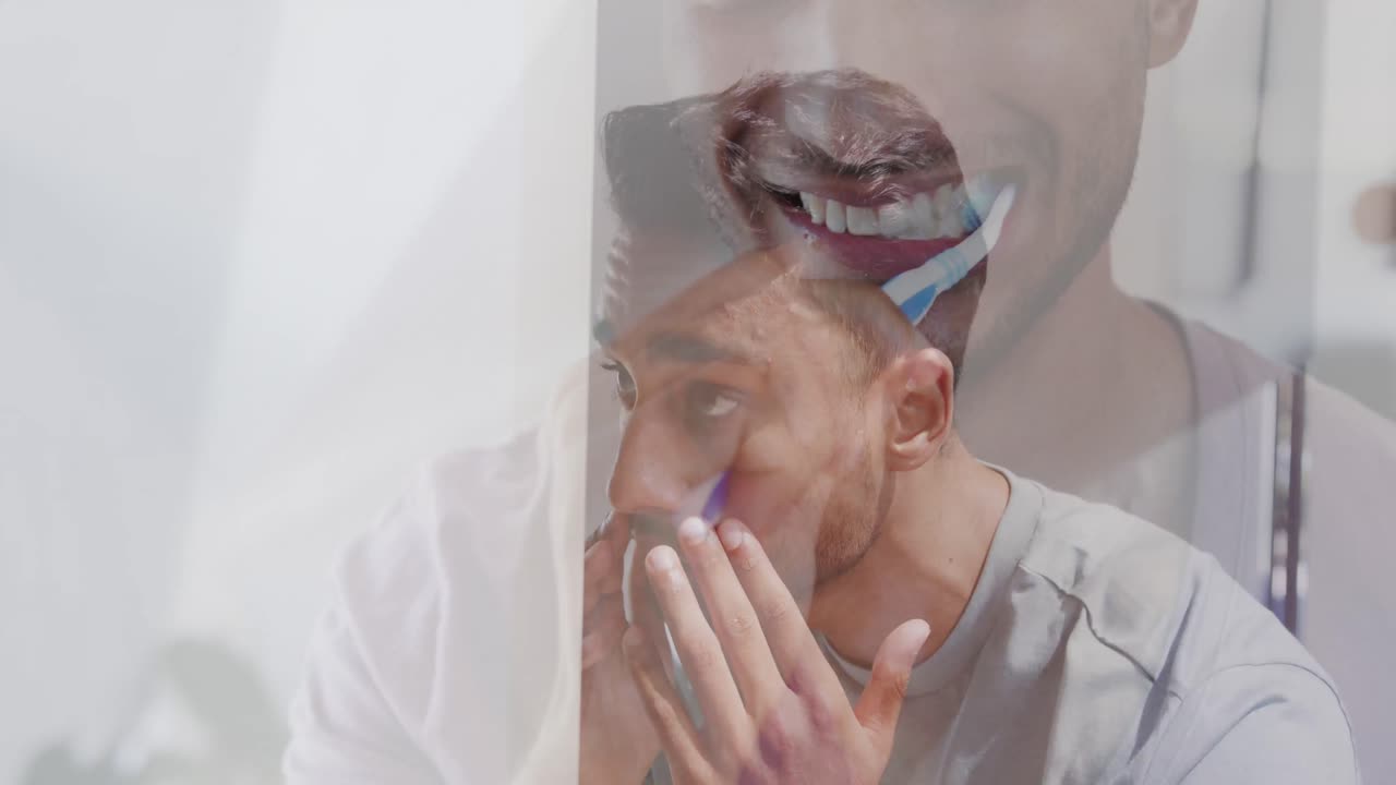 Happy biracial man spending time at home, unaltered, slow motion