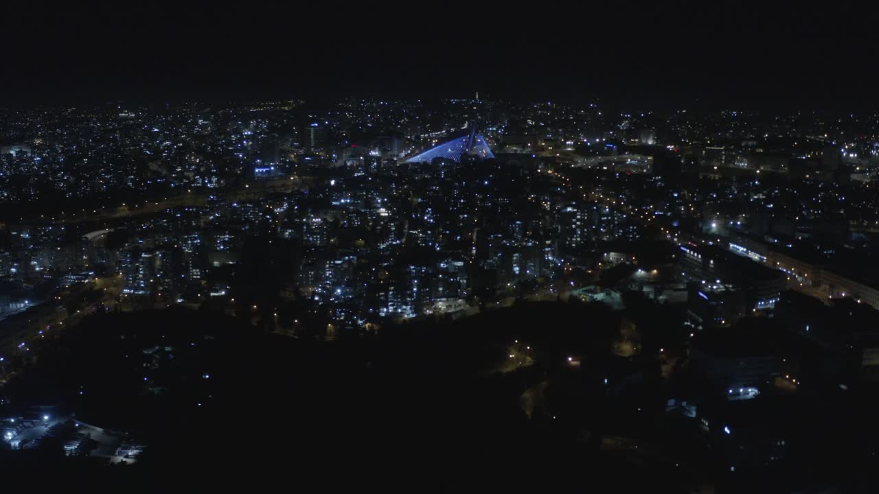 야간 도시 풍경 공중 사진