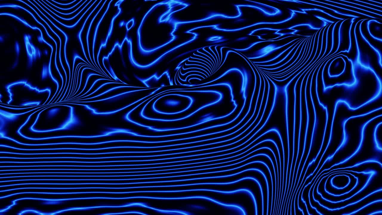 Futuristic blue and black liquid waves pattern