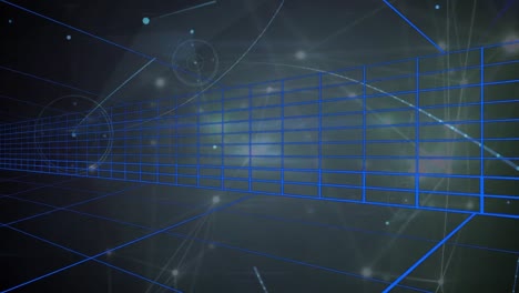 animation of network of connections and icons over dark background