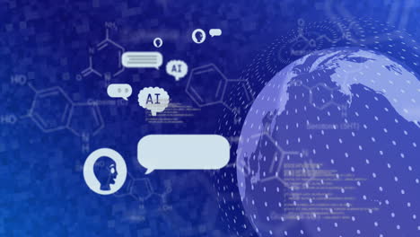animación de un texto, procesamiento de datos en todo el mundo