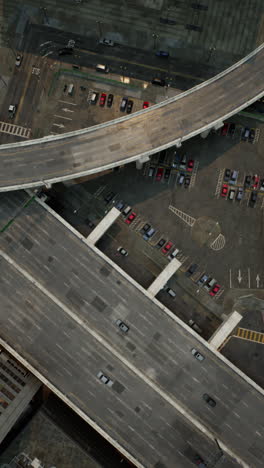 aerial view of city highway with traffic