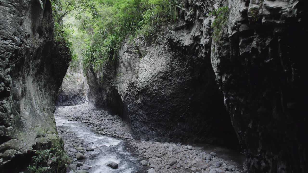 río de garganta estrecha en la selva