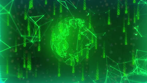 animación del procesamiento de datos y la red de conexiones en todo el mundo sobre fondo negro
