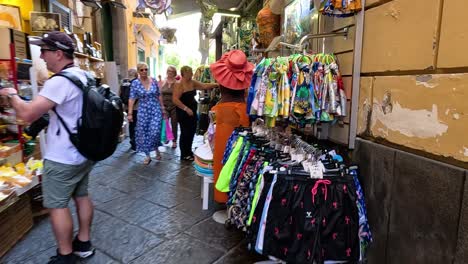 tourists exploring vibrant market streets in sorrento