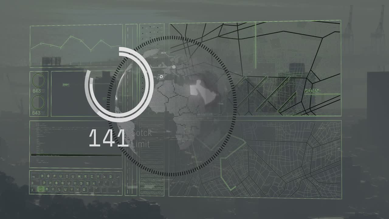 composición de escaneo de alcance y procesamiento de datos sobre el paisaje urbano.