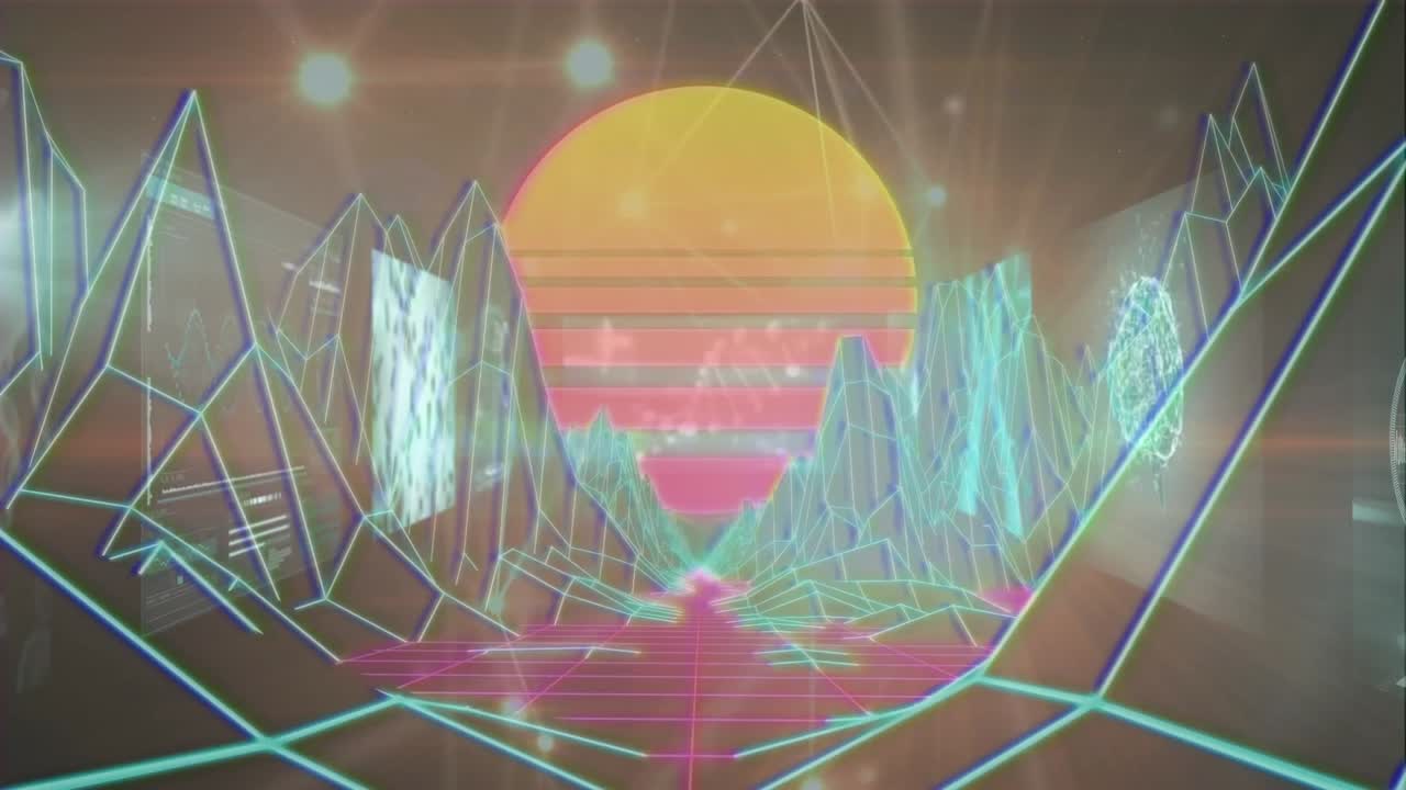 Animation af databehandling over landskab