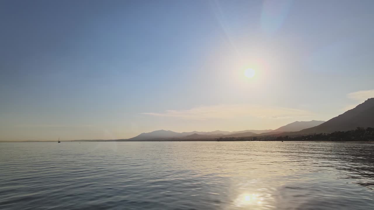Static aerial shot over the ocean