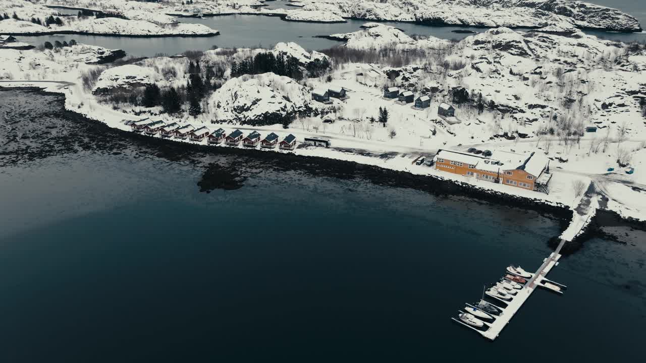 Aerial View Of Svolvaer Town During Winter In Nordland County, Norway - Drone Shot