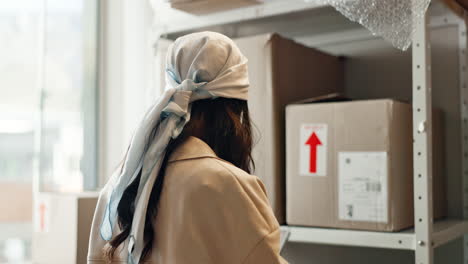 woman, tablet and scanning box in logistics