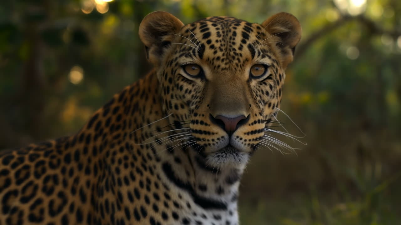 Kameraya Bakan Vahşi Bir Leoparın Yakın Çekim Portresi.