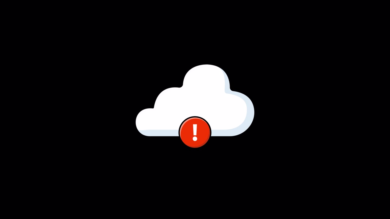 Animated Cloud Computing Error Icon on Black Background