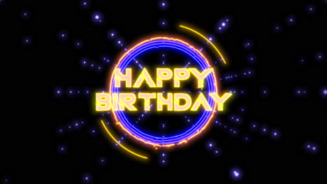 Colorful-neon-birthday-sign-Happy-Birthday-in-triangular-shape-on-black-background