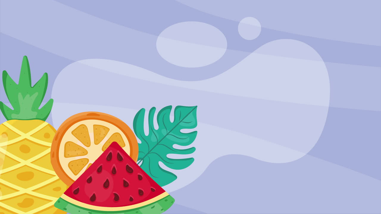 animación de frutas tropicales y frescas