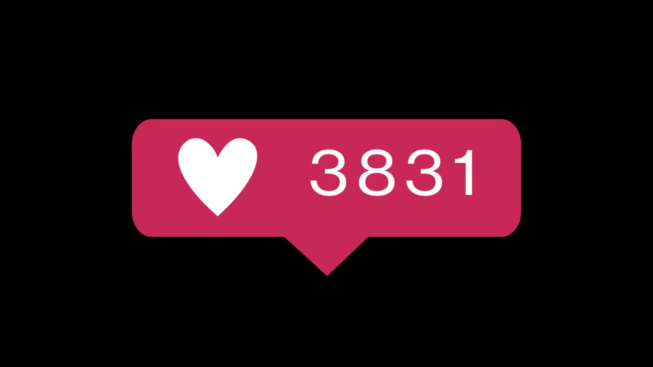 Red like button with increasing counting of numbers animation social media reaction buttons love