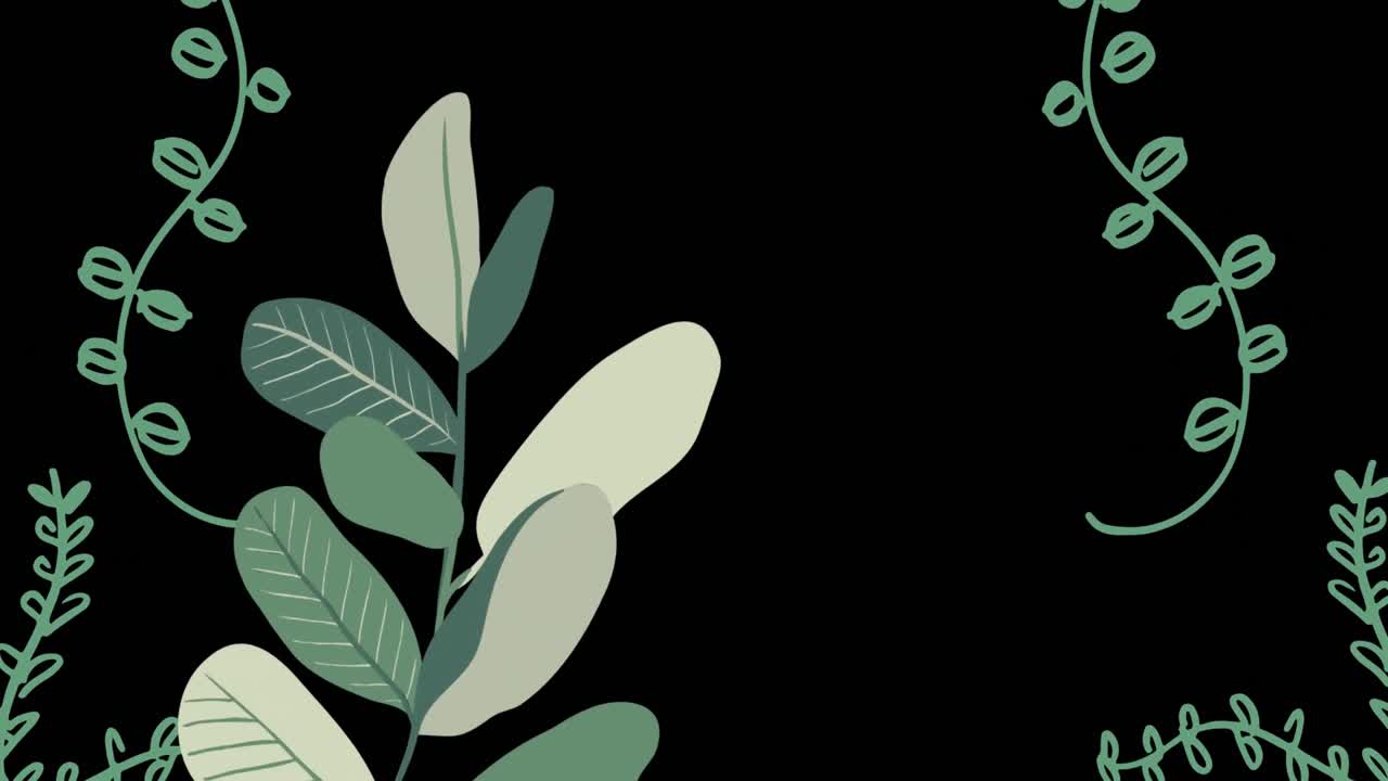 animación de plantas que crecen sobre un fondo negro