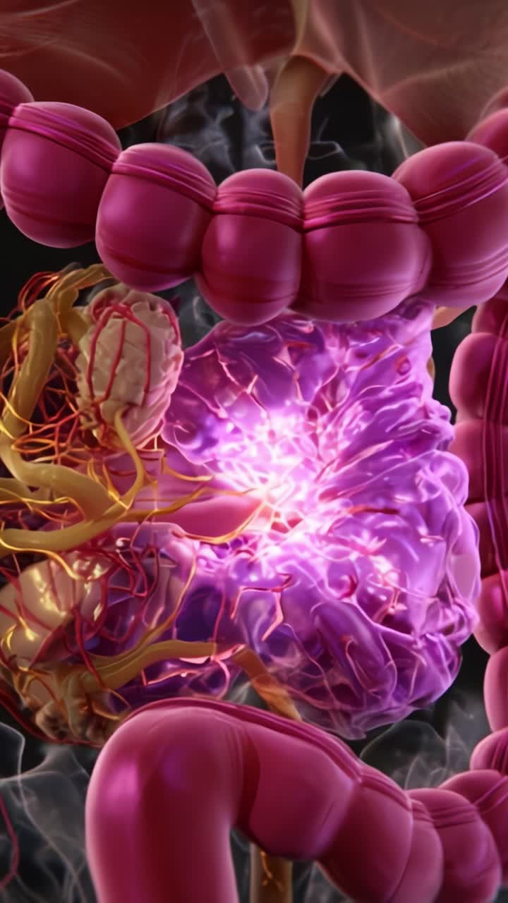 Detailed Anatomical Visualization of the Human Intestine Showcasing Biological Structures and Functionality in the Digestive System for Educational Analysis