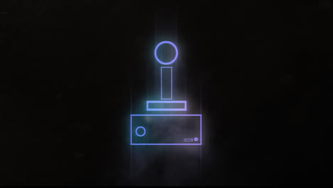 Animation-of-neon-video-game-pad-on-black-background