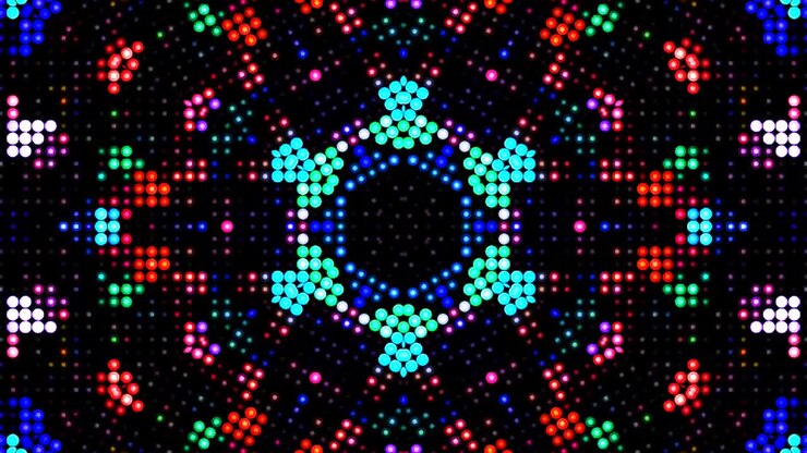 Abstract kaleidoscope shining beautiful red blue line smooth motion with shining light motion