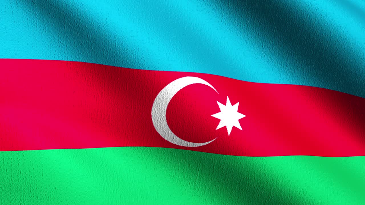 アゼルバイジャンの国旗は風に吹かれています - 公式の愛国的な抽象デザイン - 3dレンダリングのイラスト - 振るサインのシンボル