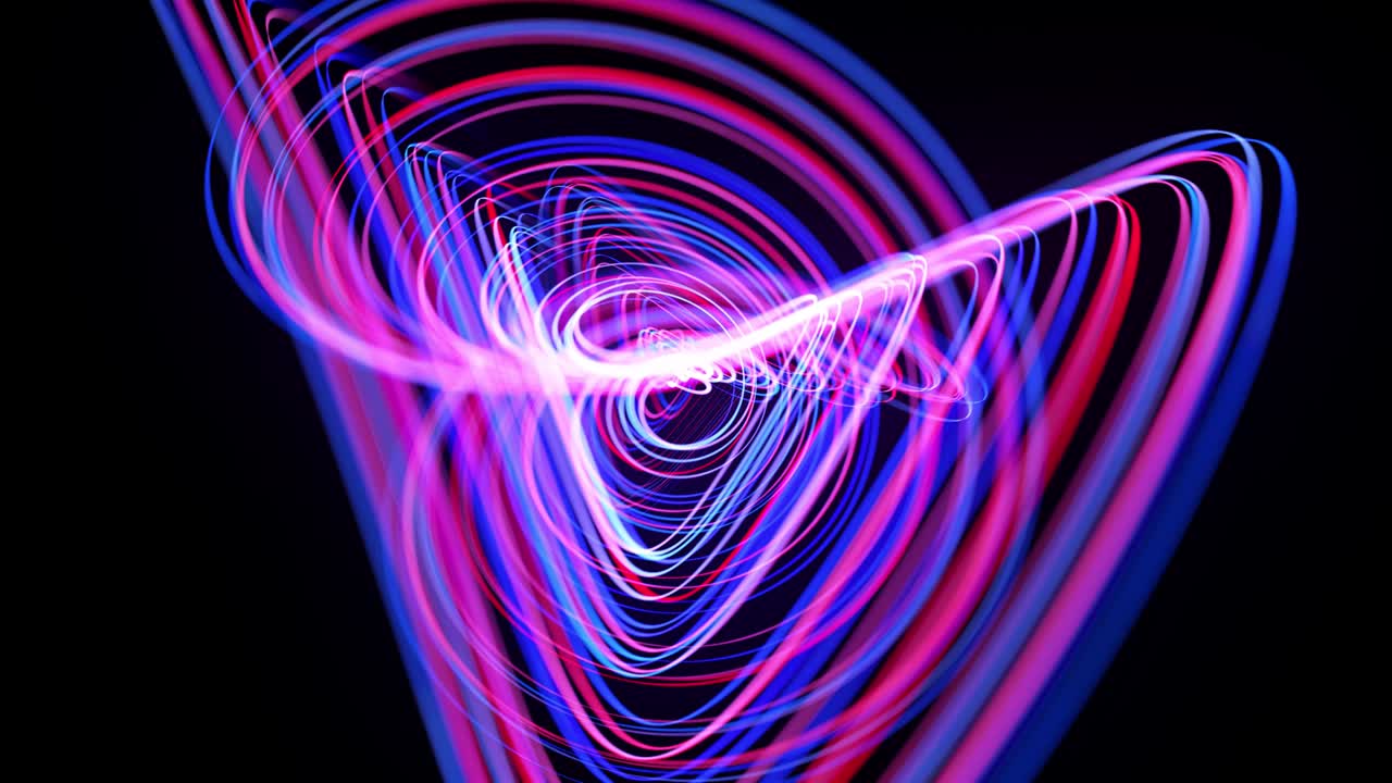 flujo de luz bg en 4k. fondo en bucle abstracto con rastros de luz, flujo de líneas de neón rojo azul en el espacio se mueven para formar formas espirales en bucle. fondo de diseño de movimiento moderno de moda. efecto de luz,