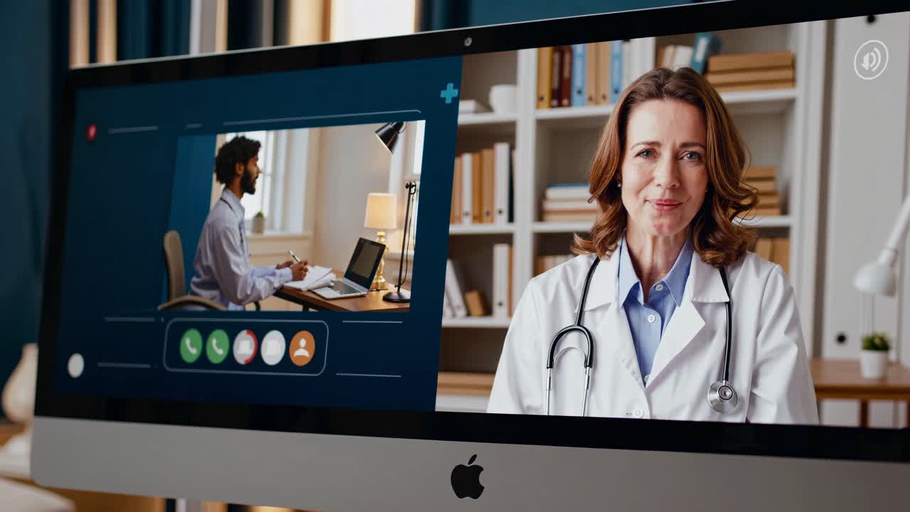 Medico e paziente durante una videoconsultazione