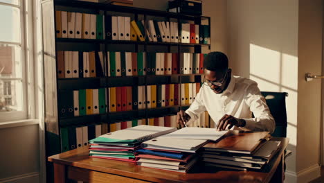 man working in an office